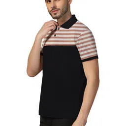 BEYOU FASHION Men Colourblocked Polo Collar T-shirt image 2
