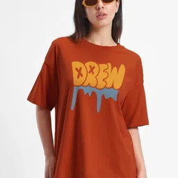 TOGS & TERRE Women Typography Printed Round Neck Cotton Oversized T-shirt-picture-34