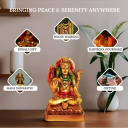 SANKALAN CREATIONS Gold Toned & Red Lord Shiva Idol Showpiece image 4