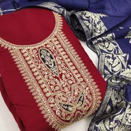 KALINI Embroidered Unstitched Dress Material image 2