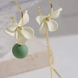 SZN Gold Plated Artificial Beads Floral Shaped Drop Earrings-picture-35