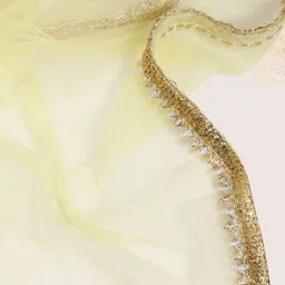 Biba Girls Yellow & Golden Yoke Design Embroidered Kurta with Churidar & Dupatta image 2