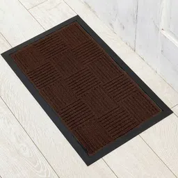 Ariana Brown & Black Self Design Anti-Skid Doormat-image-7