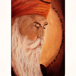Casperme Beige & Orange Coloured Guru Nanak Dev Big Frame Painting Wall Art-image-24