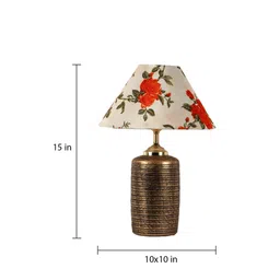 Orange & White Shade Table Lamp With Antique Terracotta Base by Foziq image 4