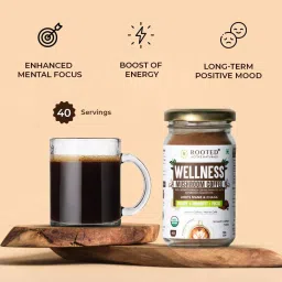 rooted active naturals Rooted Actives Wellness Muhroom Coffee (100 g), Instant Arabica coffee with Superfood Mushrooms (lion's Mane & Chaga - 20%) |Focus, Energy, Immunity & Heart health image 3