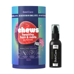Bold Care Chews Biotin Hair Gummies - Strawberry Flavor - 60 Gummies + Bold Care Procapil Hair Growth Serum for Men - 60ml - Helps Reduce Hairfall & Improve Hair Quality-image-1