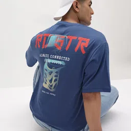 The Roadster Life Co Printed Drop-Shoulder Sleeves Pure Cotton T-shirt-picture-14