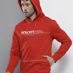 The Indian Garage Co Men Red Hooded Sweatshirt image 3