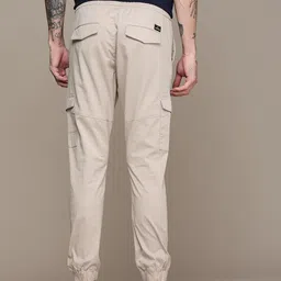 WROGN Men Solid Mid Rise Regular Fit Cargo Style Joggers image 3