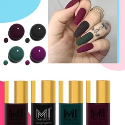 MI FASHION Set Of 4 Velvet Matte High-Pigmented Nail Polish - 9.9ml Each-picture-32