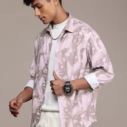 WROGN Printed Drop-Shoulder Sleeves Oversized Casual Shirt image 4