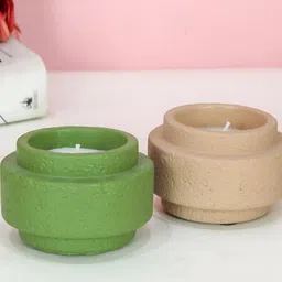 TIED RIBBONS Green & Beige 2 Pieces Lavender Scented 10-12 Hours Burn Time Jar Candle image 3