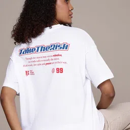 The Roadster Life Co. Oversized Fit Typography Printed Pure Cotton T-shirt-image-12