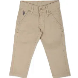 U.S. Polo Assn. Kids Beige Solid Trousers image 1