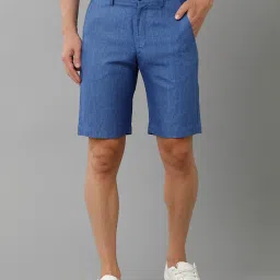 Linen Club Blue Slim Fit Linen Shorts image 1