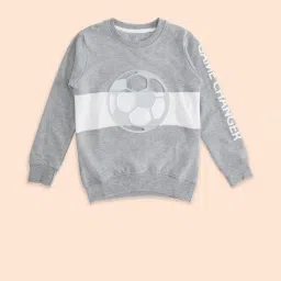 Pantaloons Junior Grey Cotton Color Block Full Sleeves Sweatshirt image 1