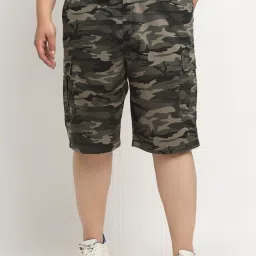 Melon by PlusS Green Cotton Regular Fit Camouflage Plus Size Capris image 1