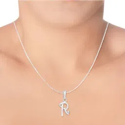Taraash Initial Letter R 92.5 Sterling Silver Pendant without Chain image 2