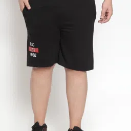 Melon by PlusS Black Cotton Regular Fit Printed Plus Size Shorts image 1