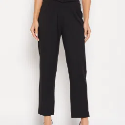 Camla by MADAME Black Straight Fit Mid Rise Trousers image 1