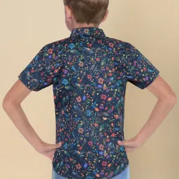 Allen Solly Junior Kids Navy Cotton Floral Print Shirt image 2