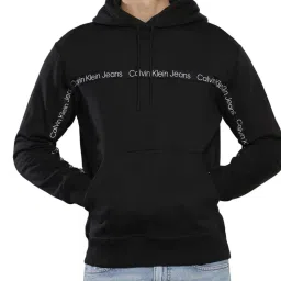 Calvin Klein Jeans Black Regular Fit Printed Hooded Sweatshirt image 1