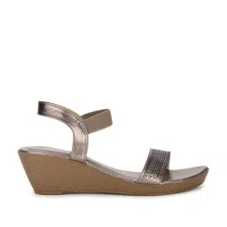 Bata Women's Metallic Ankle Strap Wedges image 1