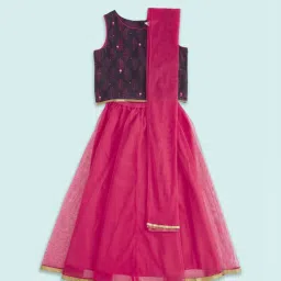 Akkriti by Pantaloons Kids Blue & Pink Printed Lehenga Cholis image 1