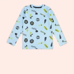 Pantaloons Junior Blue Cotton Printed Full Sleeves T-Shirt image 1