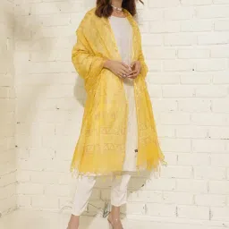 Fabindia Yellow Printed Dupatta image 2