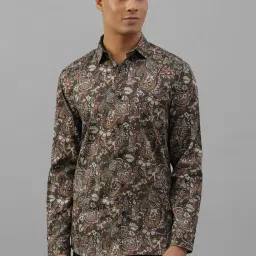 Allen Solly Brown Cotton Slim Fit Printed Shirt image 1