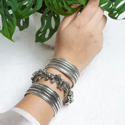 Teejh Silver-Plated Maalavi Stacked Bracelets for Women - Set of 3 image 1