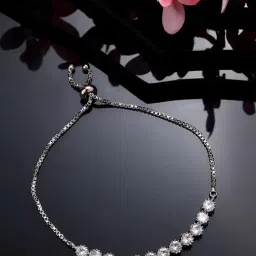 NVR Silver-Plated American Diamond Studded Rakhi with Roli Chawal-image-48
