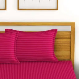 Bianca Hilton Stripes Red 210 TC Cotton Double Bedsheet with 2 Pillow Covers image 4