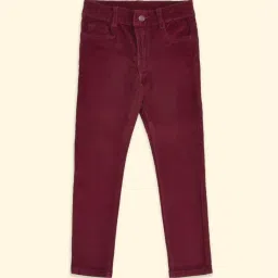 Pantaloons Junior Maroon Cotton Regular Fit Trousers image 1