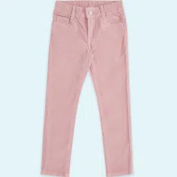 Pantaloons Junior Pink Cotton Regular Fit Trousers image 1