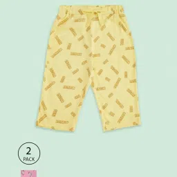 Pantaloons Junior Yellow & Pink Cotton Printed Capri (Pack of 2) image 1