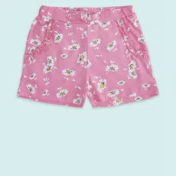 Pantaloons Junior Pink Cotton Floral Print Shorts image 1
