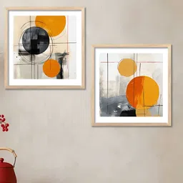 Kotart White & Yellow 2 Pieces Abstract Wooden Wall Arts-picture-30