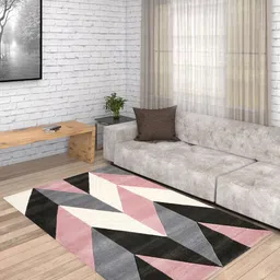 Presto Pink & Grey Geometric Wool Hand Tufted Anti-Skid Carpet-image-15