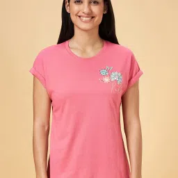 Dreamz by Pantaloons Coral Cotton Graphic Print T-Shirt image 1