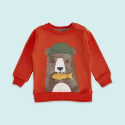 Pantaloons Baby Burnt Orange Cotton Printed Full Sleeves Sweatshirt image 1