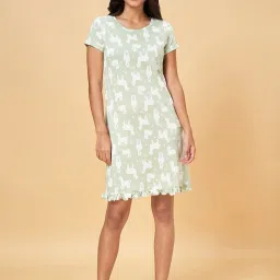 Dreamz by Pantaloons Green Cotton Graphic Print Sleep Tee image 1