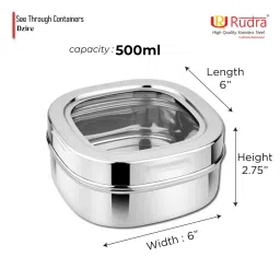 Rudra Silver Stainless Steel Container with See Through Lid image 2