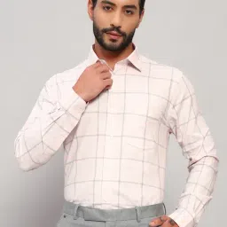 Cantabil Pink Cotton Regular Fit Checks Shirt-image-82