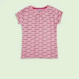 Pantaloons Junior Pink Cotton Printed T-Shirt image 1