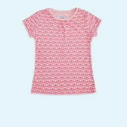 Pantaloons Junior Pink Cotton Printed T-Shirt image 1