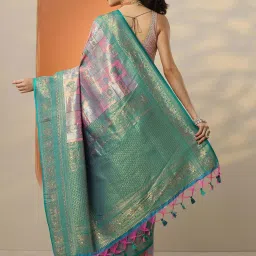 Libas Pink Woven Design Saree With Unstitched Blouse image 2