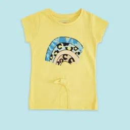 Pantaloons Junior Yellow Cotton Embellished T-Shirt image 1